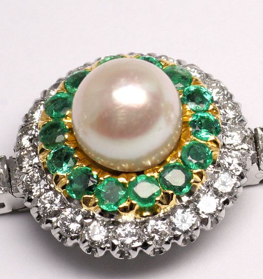 Foto 2 - Brillant Smaragde Perlen-Armband 2,66ct 1,8ct Weißgold, S4104