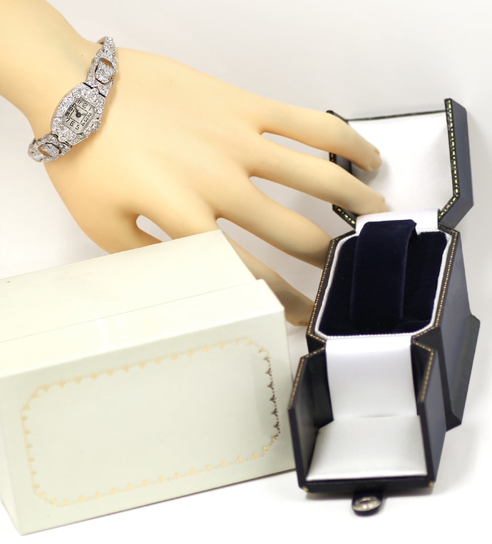 Foto 5 - Prächtige DamenArmbanduhr antik Platin 2,15ct Diamanten, U2568