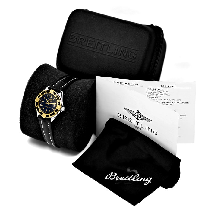 Foto 6 - Breitling LadyJ Damen-Armbanduhr in Stahlgold Lederband, U2578